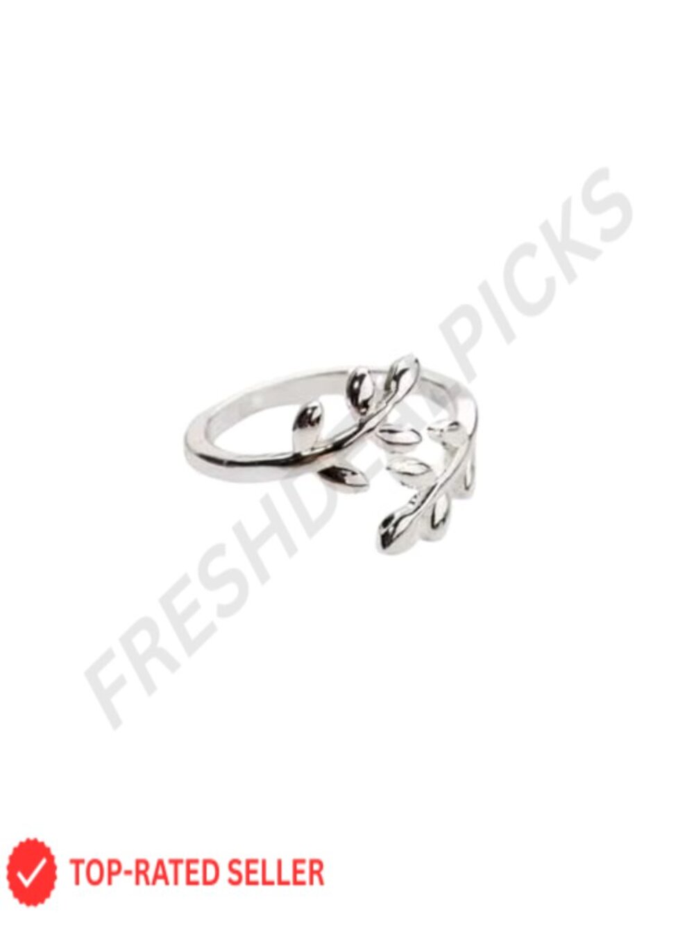 Adjustable Olive Branch Ring Open Leaf Design